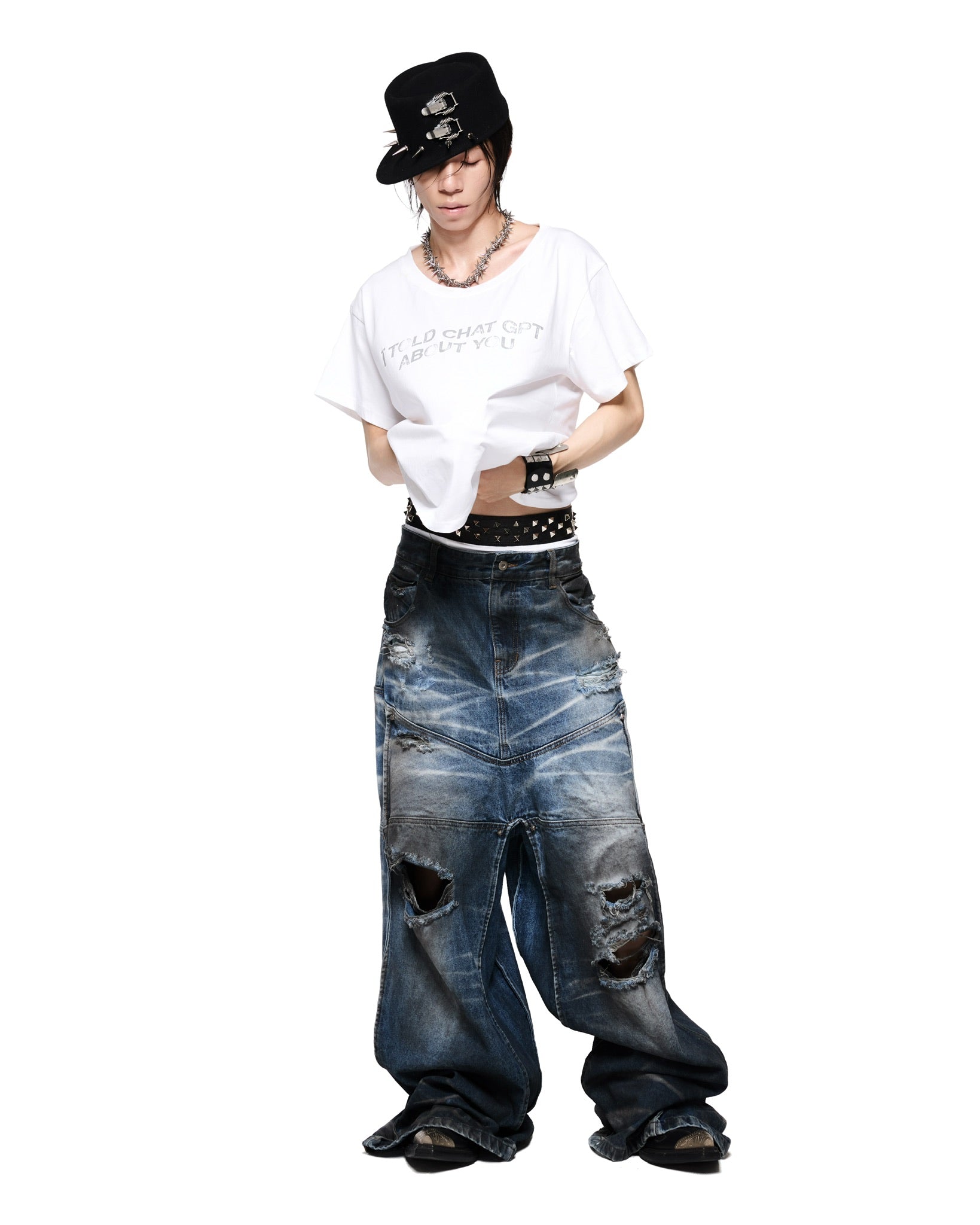 FENG SYSTEM GOTHIC GATE PRINTED DENIM M FENG SYSTEM ✧ GOTHIC GATE