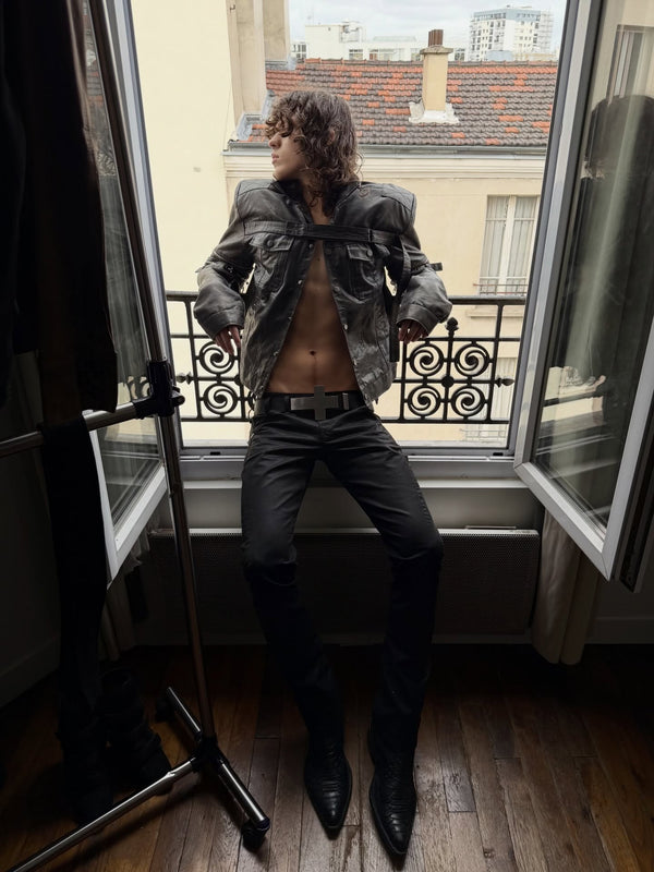MILITARY LEATHER TRUCKER JACKET - As Seen On