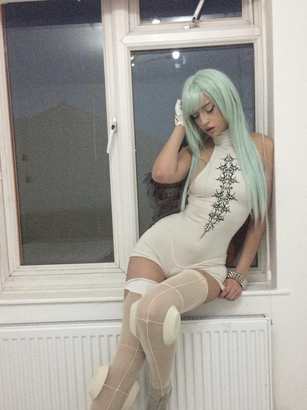 CAT TATTOO TAN PLAYSUIT - As Seen On