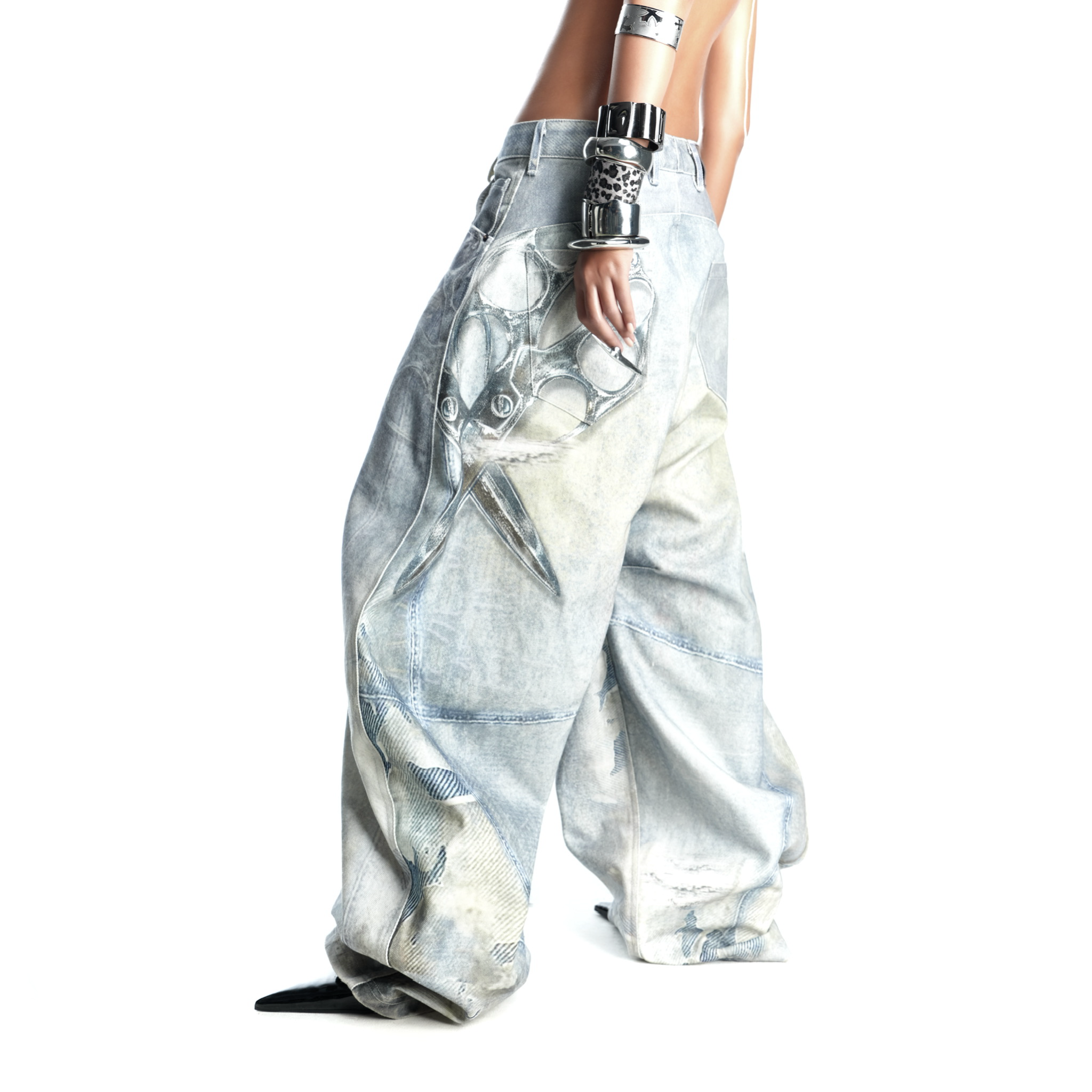 FENG SYSTEM】B6 PRINTED DENIM - BLACK