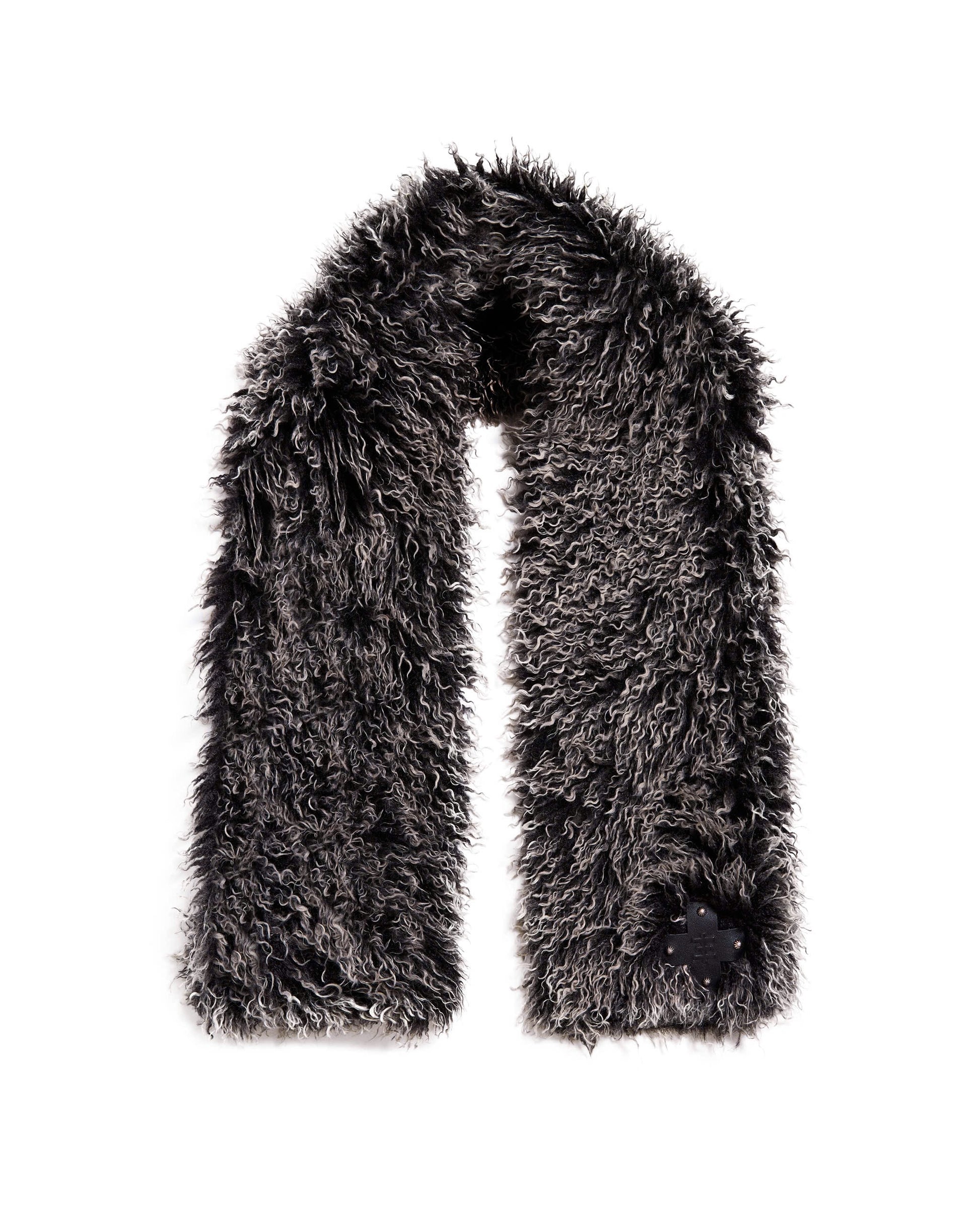 BLACK PSY FAUX FUR SCARF