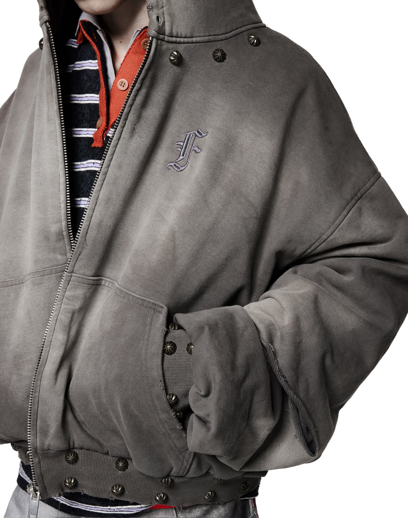 STONE GRAY KNOCKER ART HOODIE ZIP