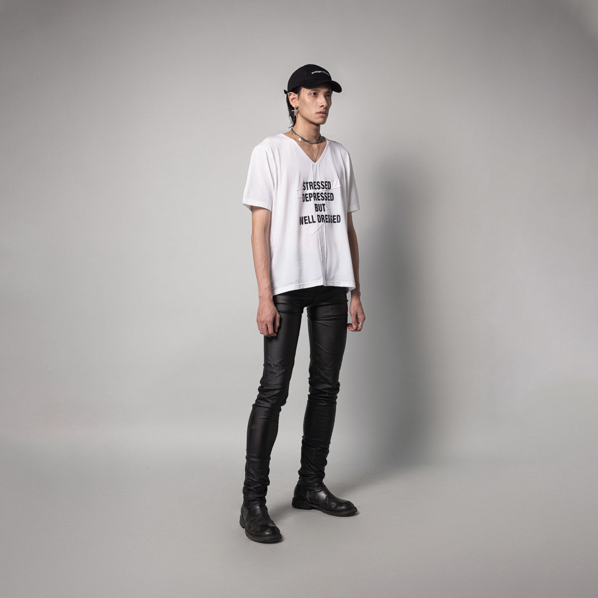 PANTALON CIRE EN CUIR SLIM-FIT FENG
