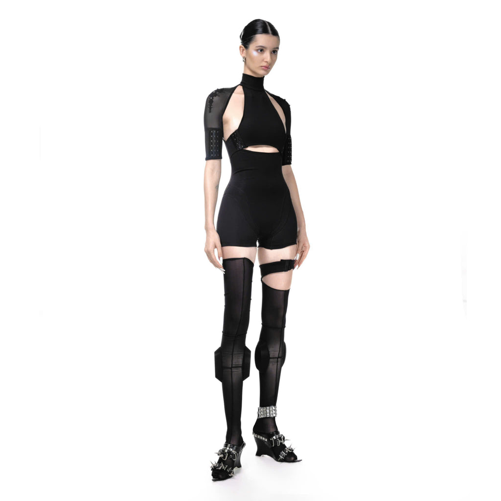 CAT TATTOO BLACK PLAYSUIT
