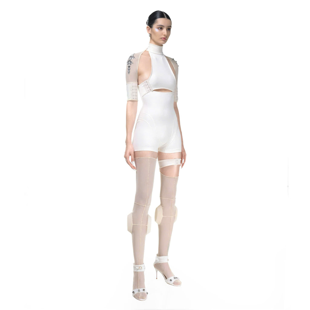 CAT TATTOO TAN PLAYSUIT
