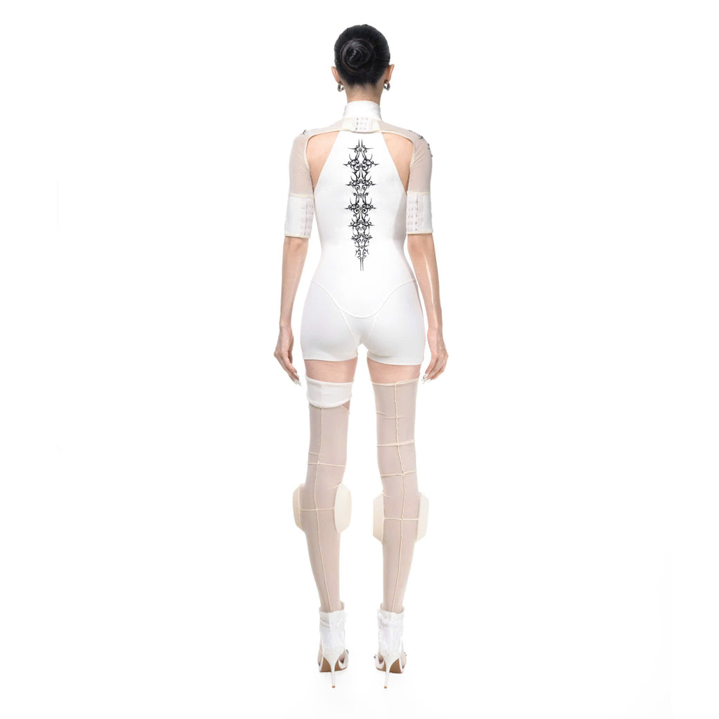 CAT TATTOO TAN PLAYSUIT