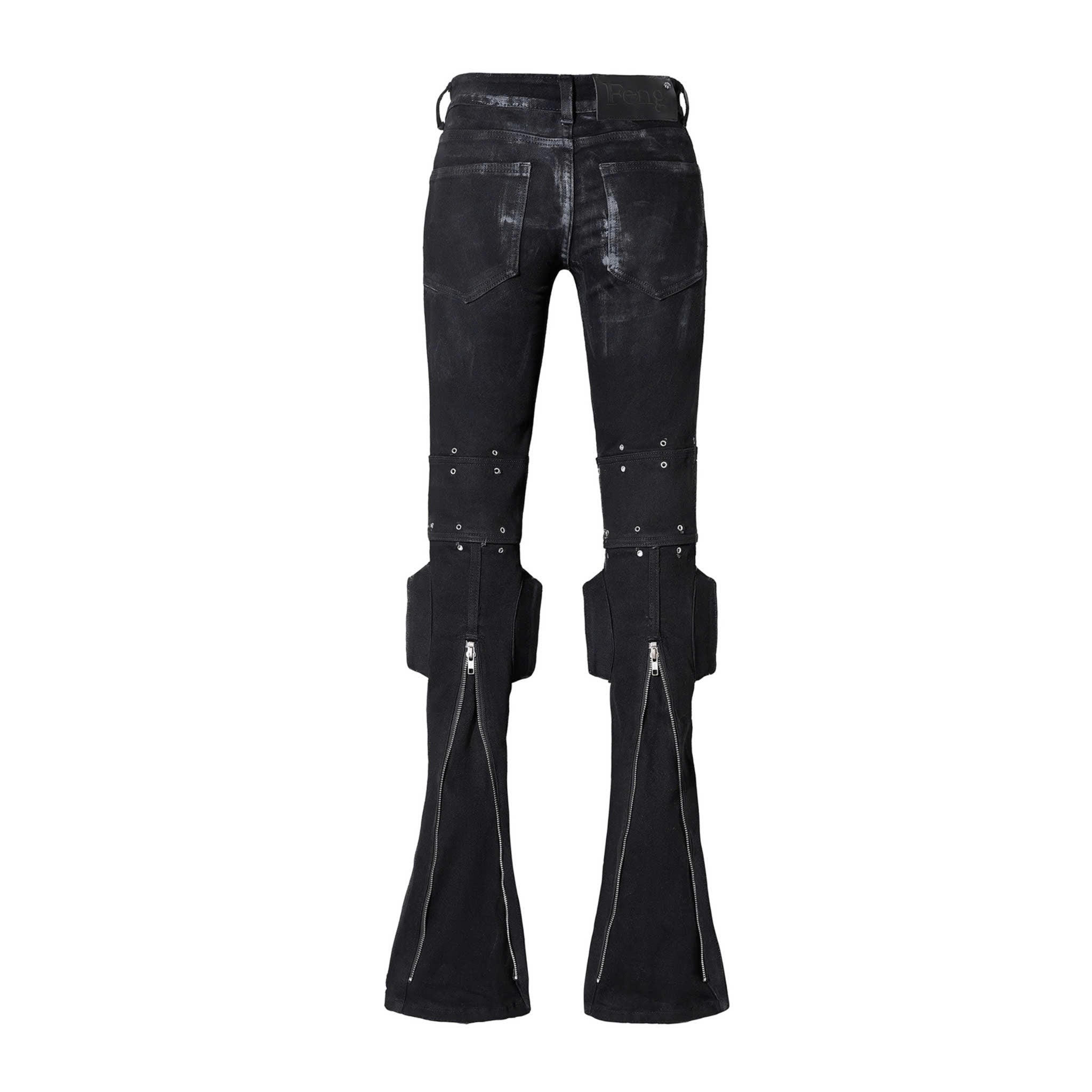メンズ 【FENG SYSTEM】Flare Jeans Washed BLK デニム