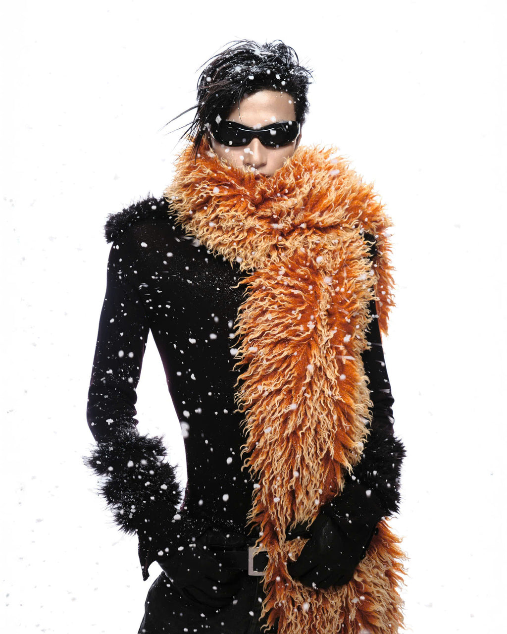 ORANGE PSY FAUX FUR SCARF