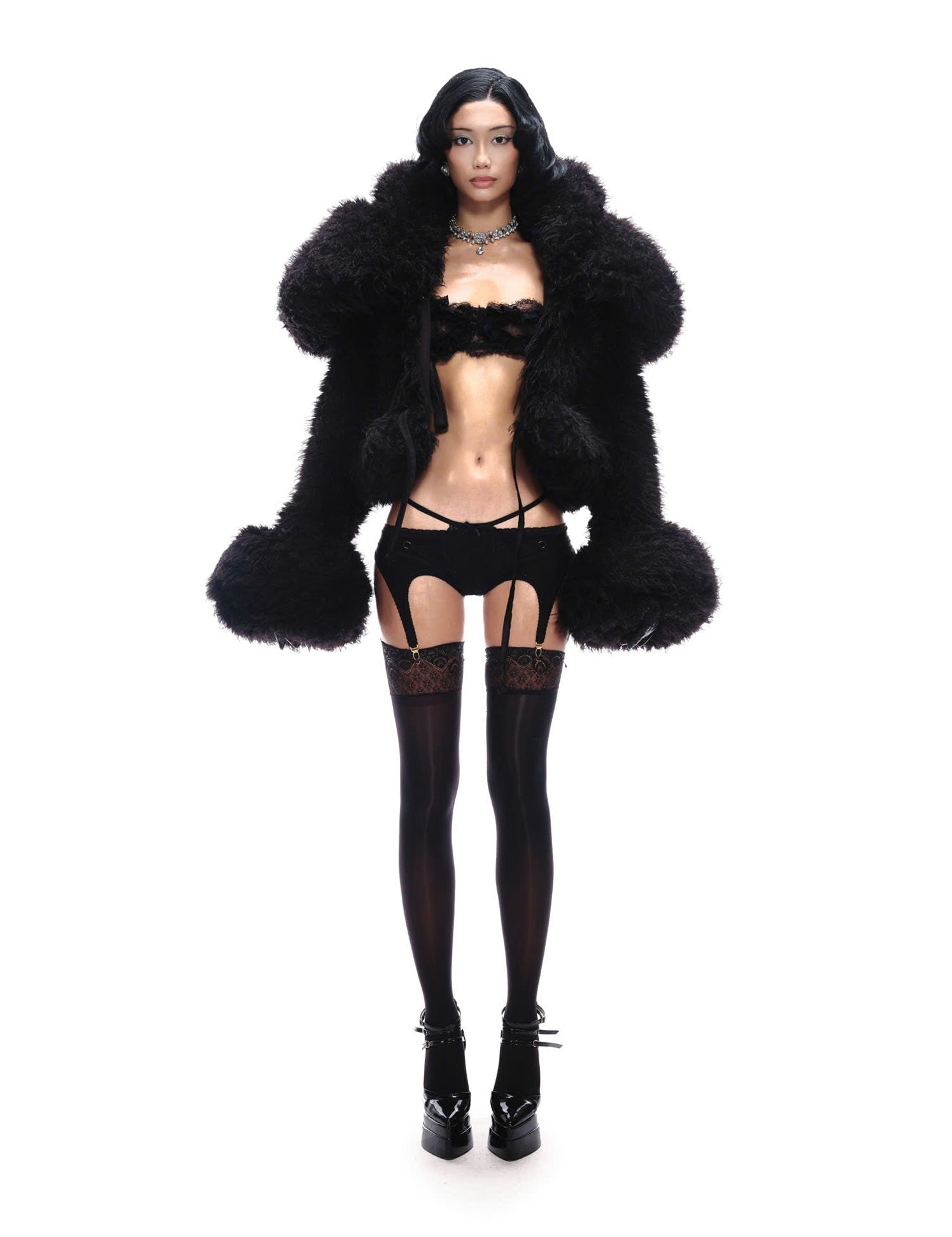 BAT CROPPED FAUX FUR JACKET