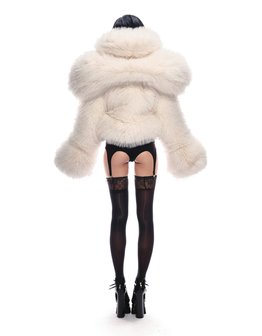SNOW CROPPED FAUX FUR JACKET