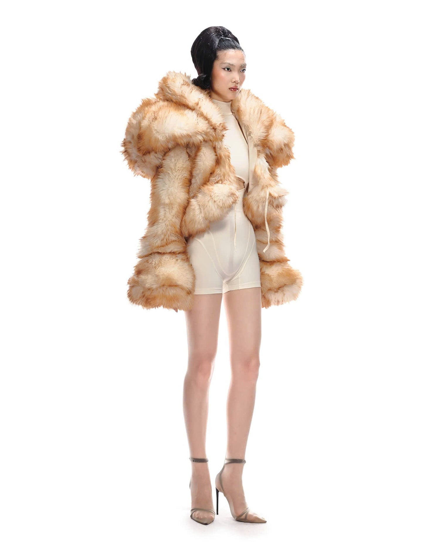 CAT CROPPED FAUX FUR JACKET