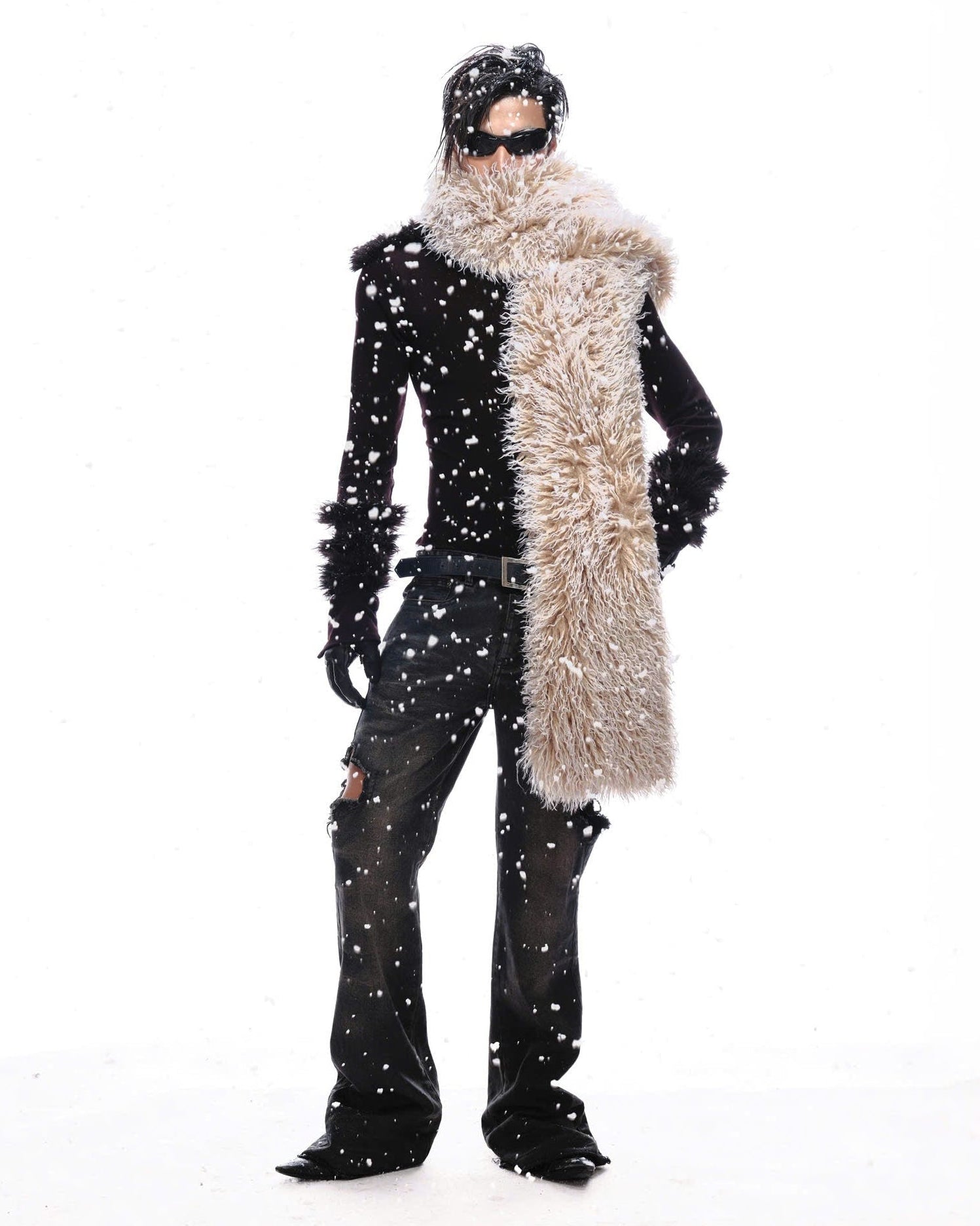 TAN PSY FAUX FUR SCARF