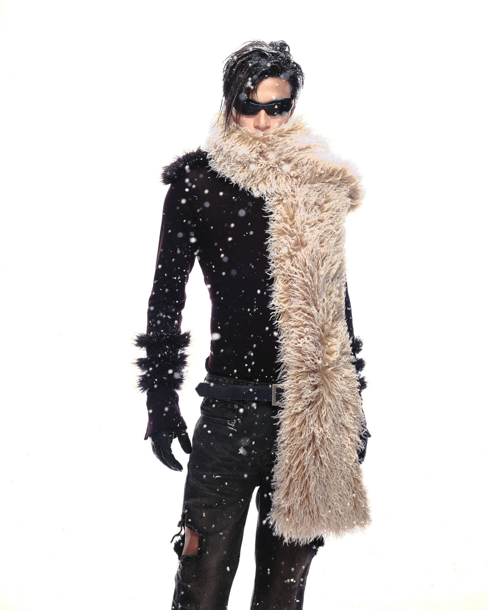 TAN PSY FAUX FUR SCARF