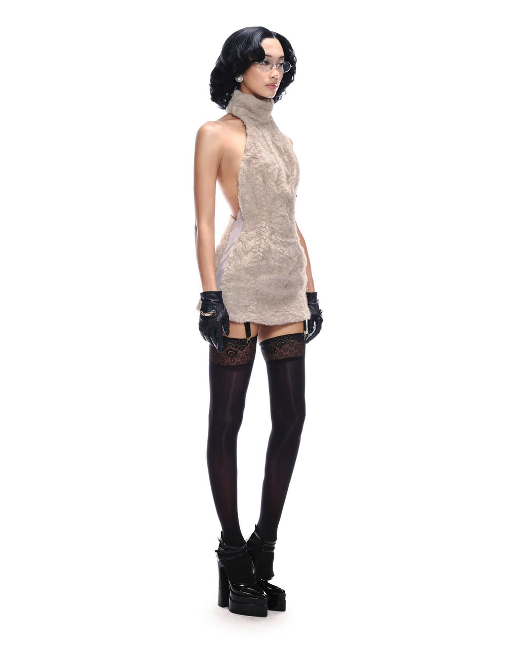 GRAY FUR MICRO DRESS