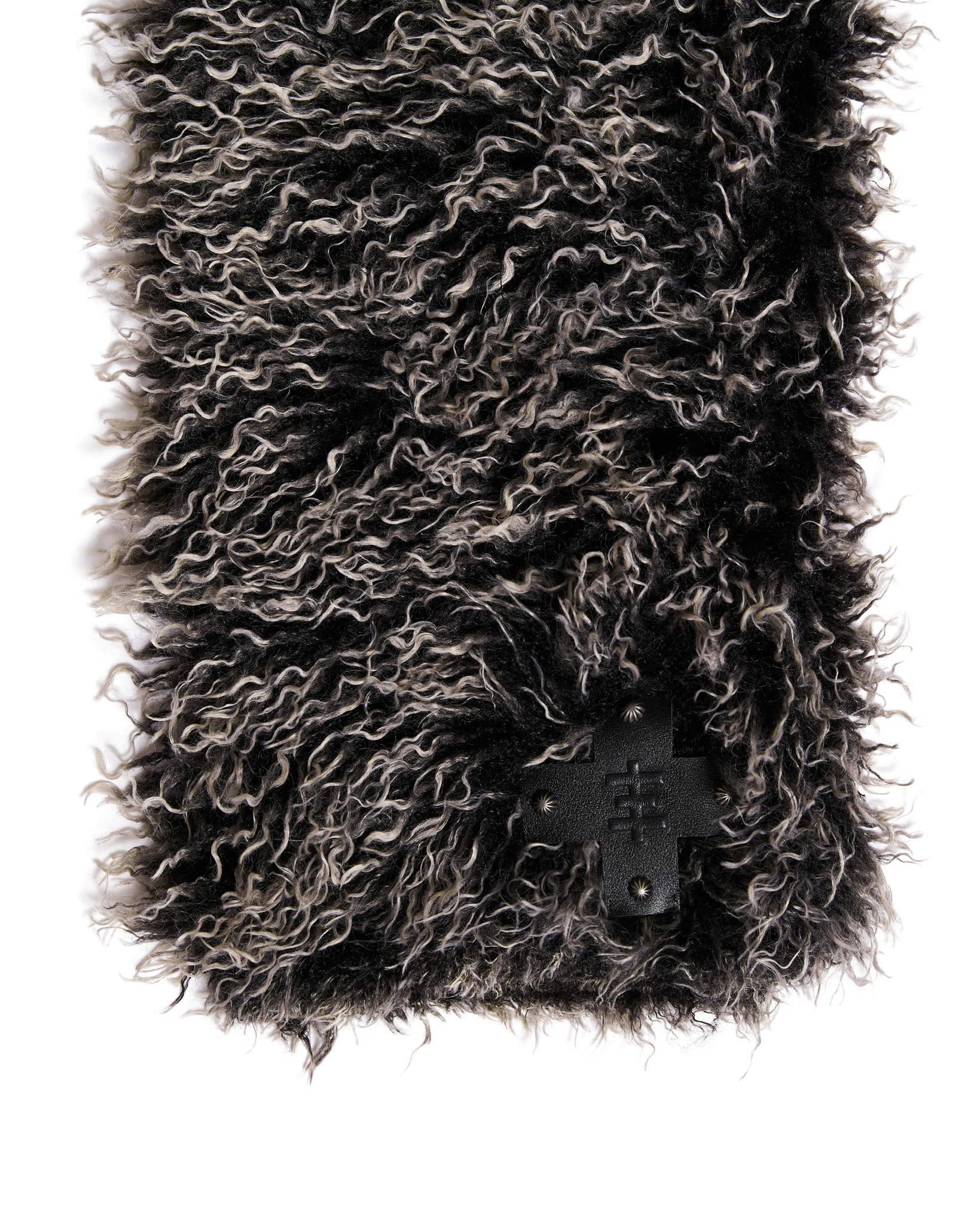 BLACK PSY FAUX FUR SCARF