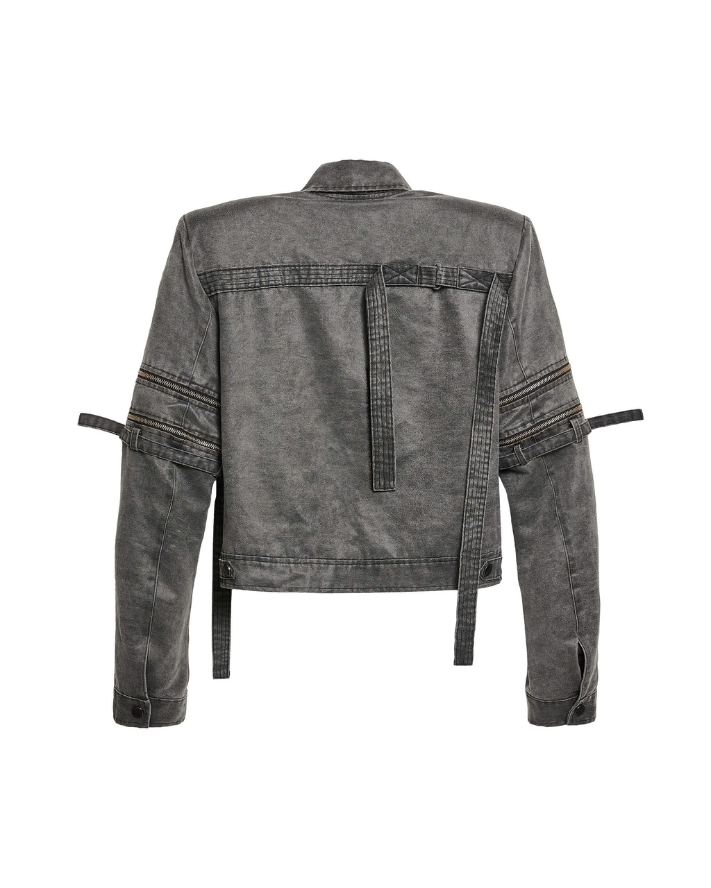 MILITARY WASHED LEATHER TRUCKER JACKET