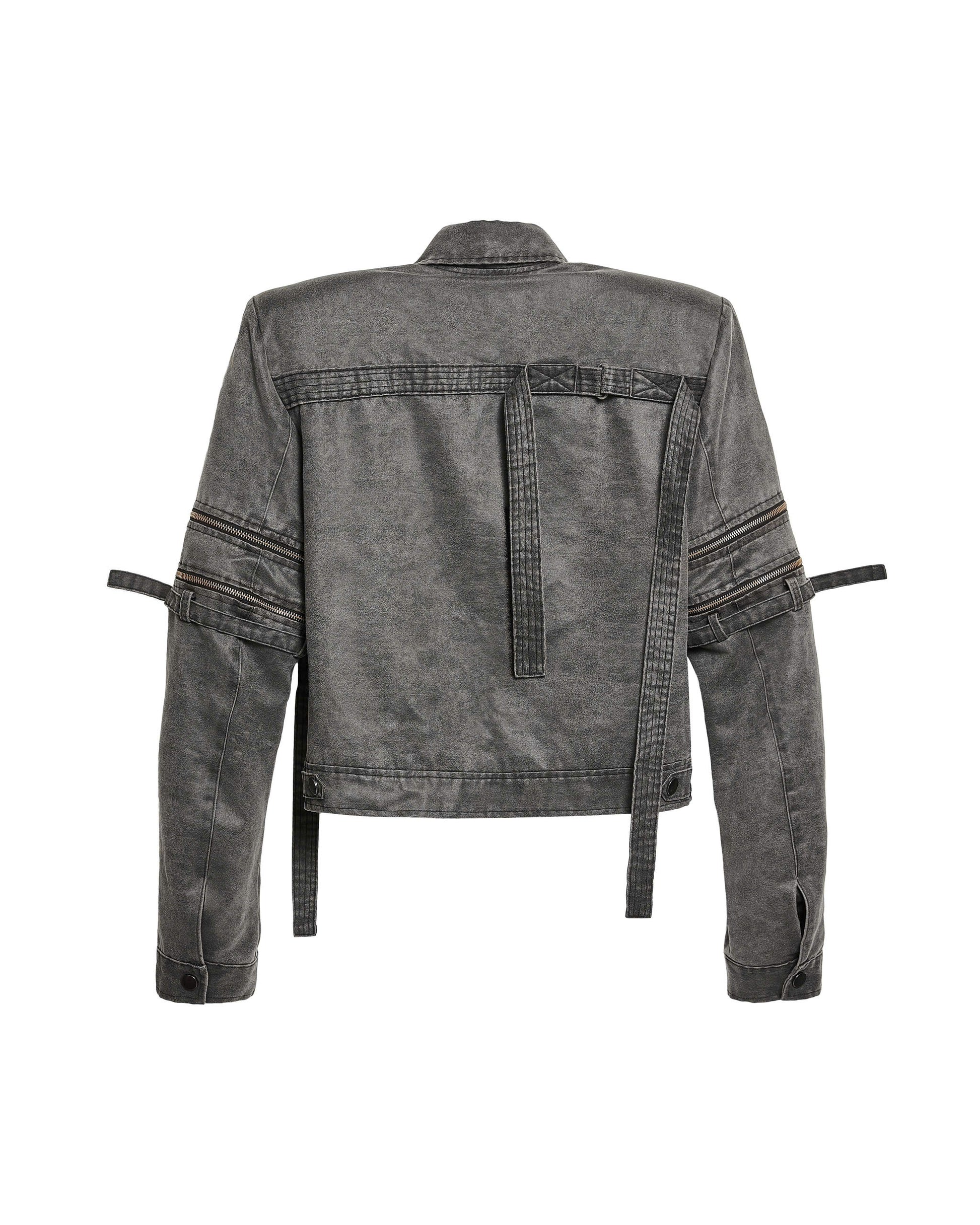 MILITARY WASHED LEATHER TRUCKER JACKET