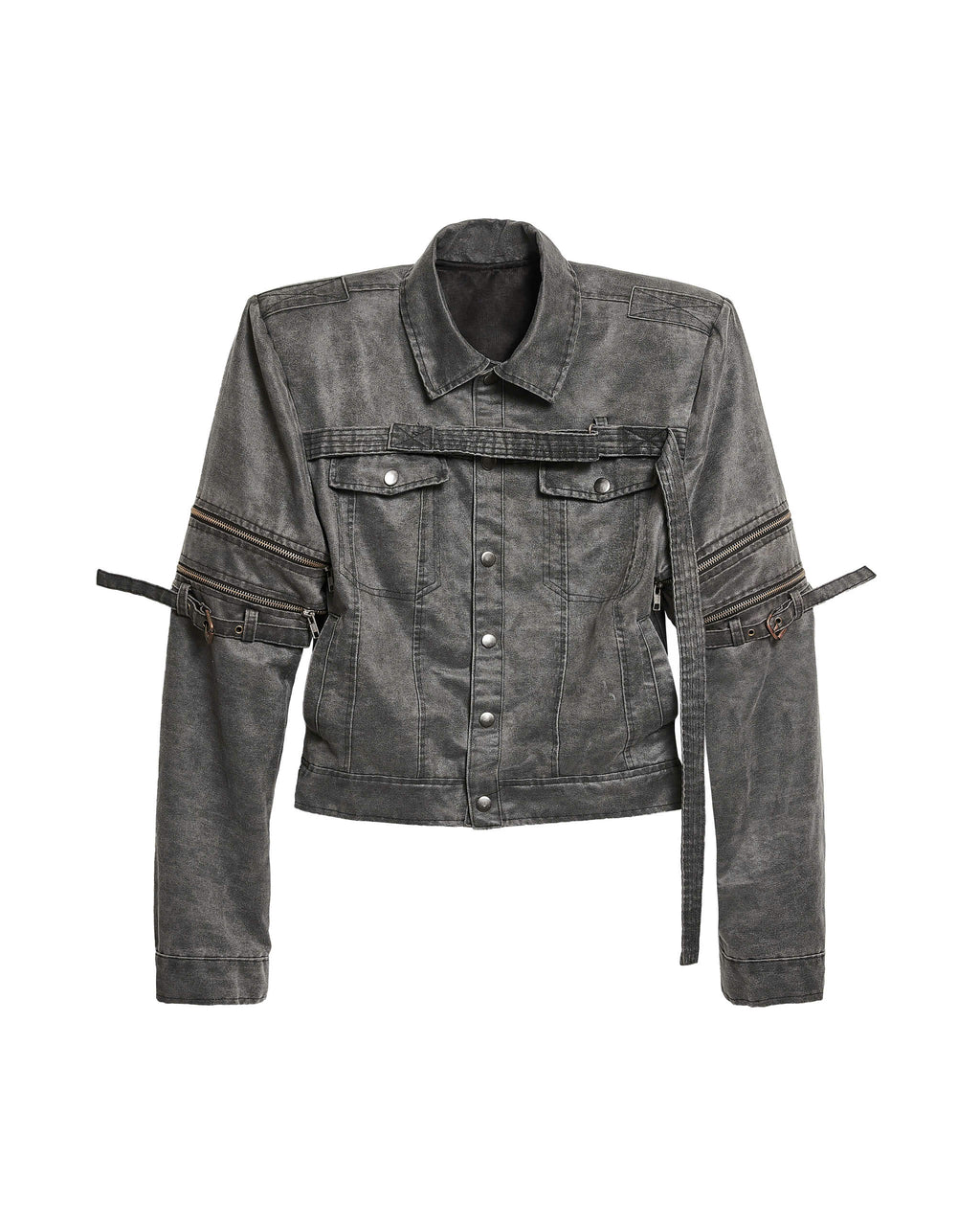 MILITARY WASHED LEATHER TRUCKER JACKET