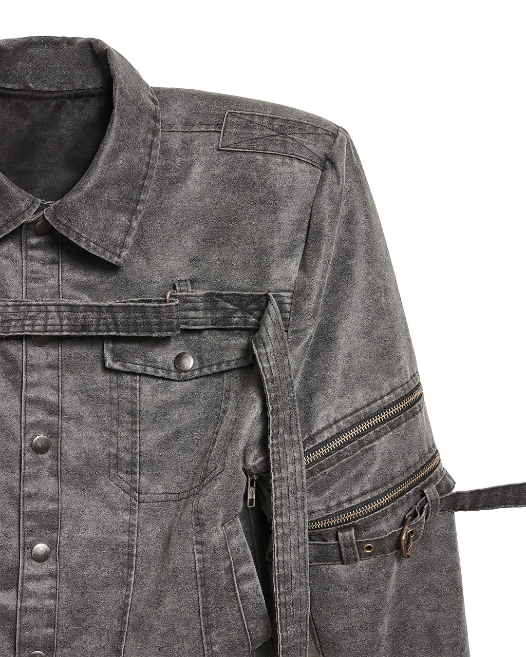 MILITARY WASHED LEATHER TRUCKER JACKET