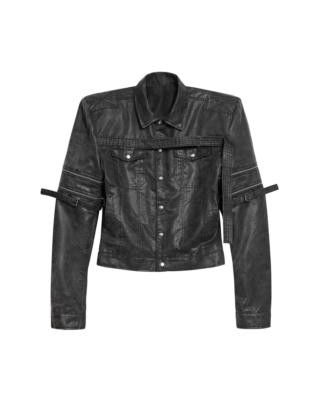 MILITARY LEATHER TRUCKER JACKET